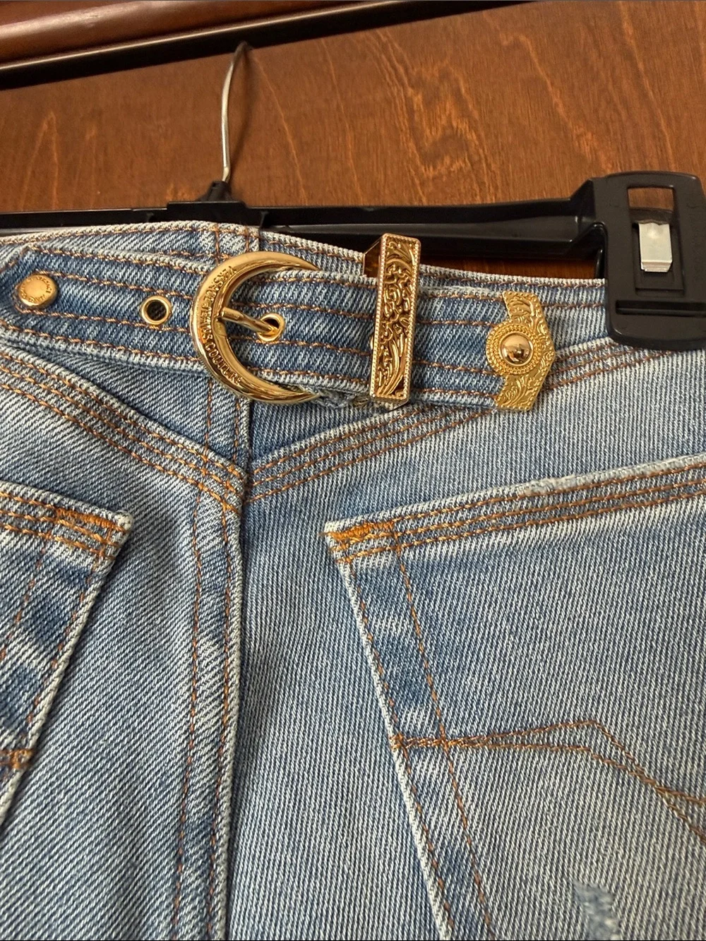 Versace Jeans Couture Sz US 24. Ret $300 NWT. Flare, Raw Hem Lightly Distressed - Picture 6 of 16